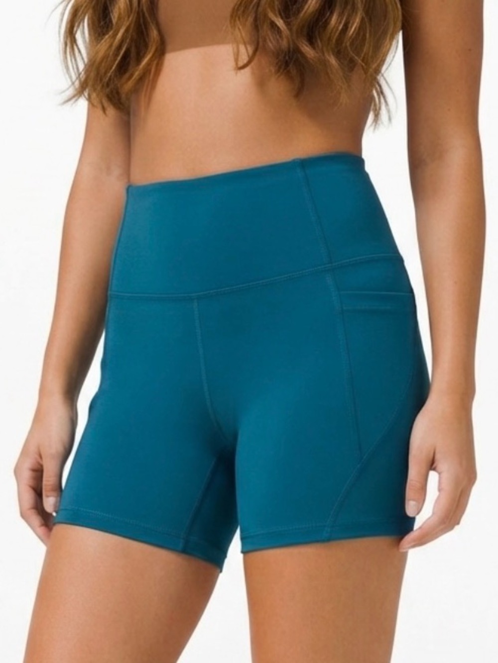 All In Motion Size M Blue Workout Biker Shorts With Pockets